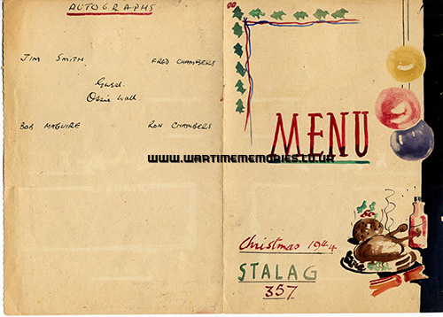Cover of hand-made Christmas Menu, 1944